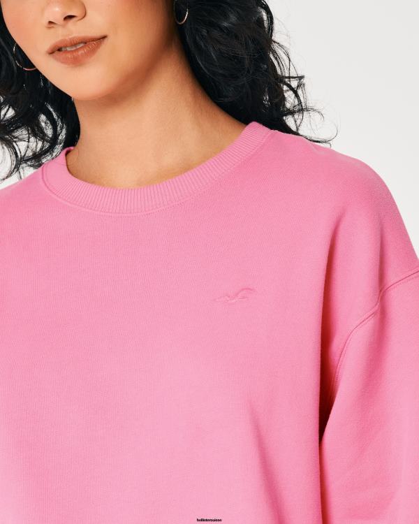 sweat oversize à logo iconique femmes rose Hollister hauts RRRJX78