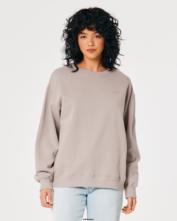 sweat oversize à logo iconique femmes taupe Hollister hauts RRRJX19