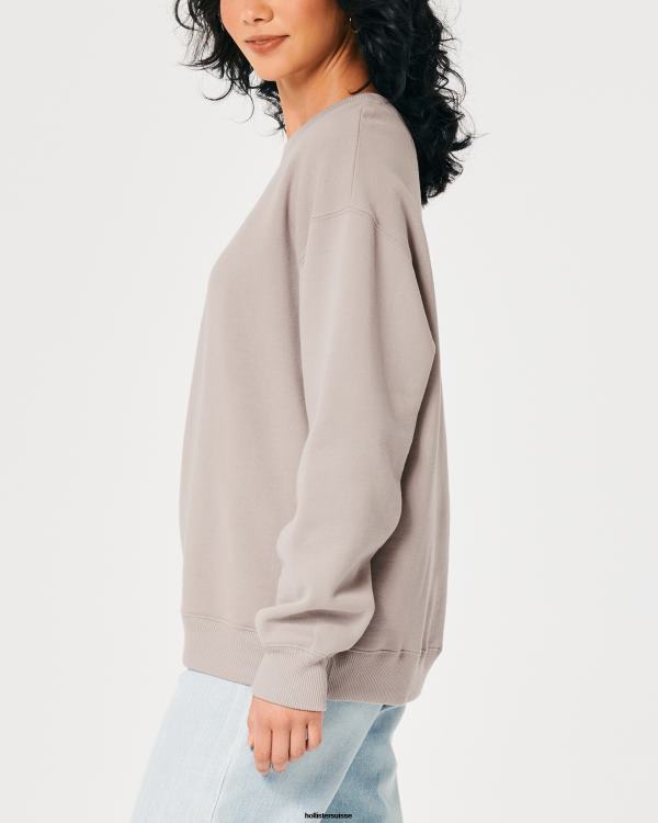 sweat oversize à logo iconique femmes taupe Hollister hauts RRRJX19