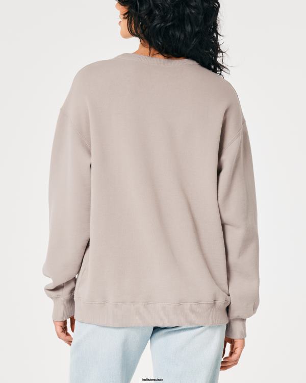 sweat oversize à logo iconique femmes taupe Hollister hauts RRRJX19