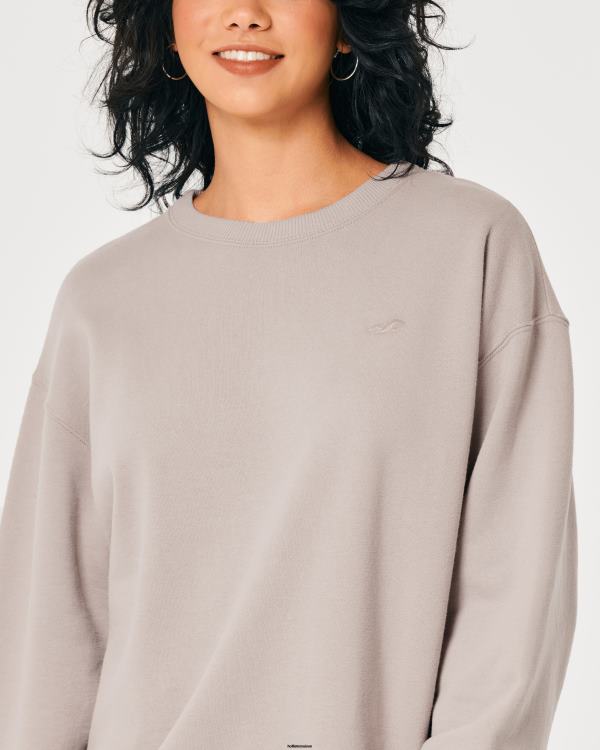sweat oversize à logo iconique femmes taupe Hollister hauts RRRJX19