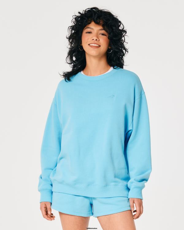 sweat oversize à logo iconique femmes turquoise Hollister hauts RRRJX133