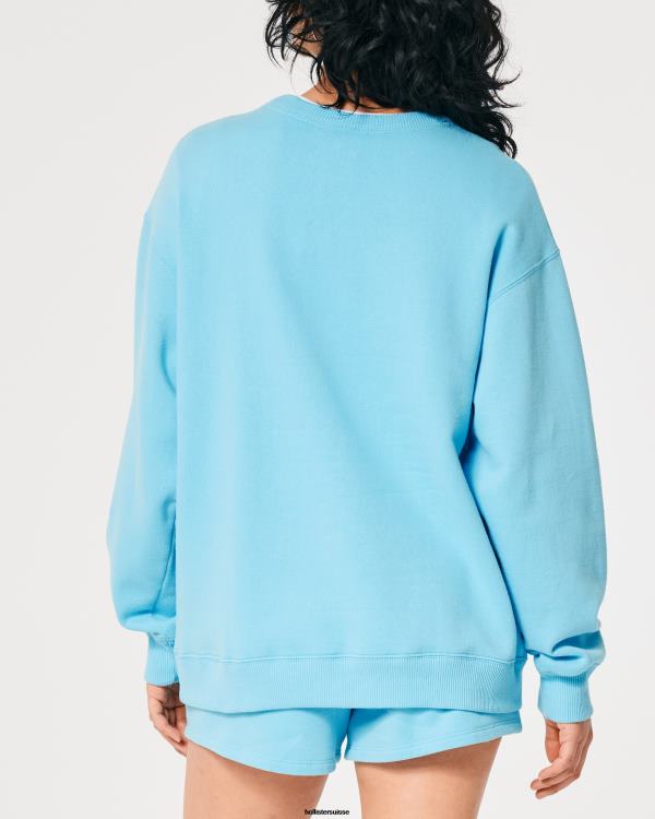 sweat oversize à logo iconique femmes turquoise Hollister hauts RRRJX133