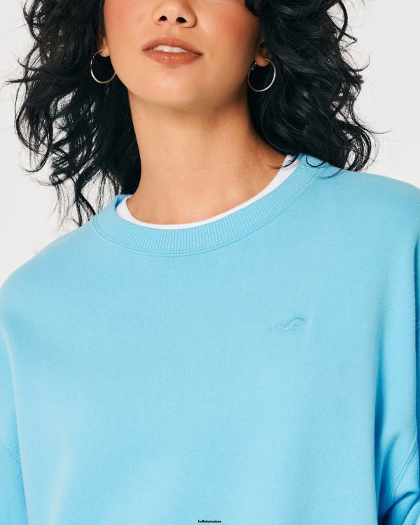 sweat oversize à logo iconique femmes turquoise Hollister hauts RRRJX133