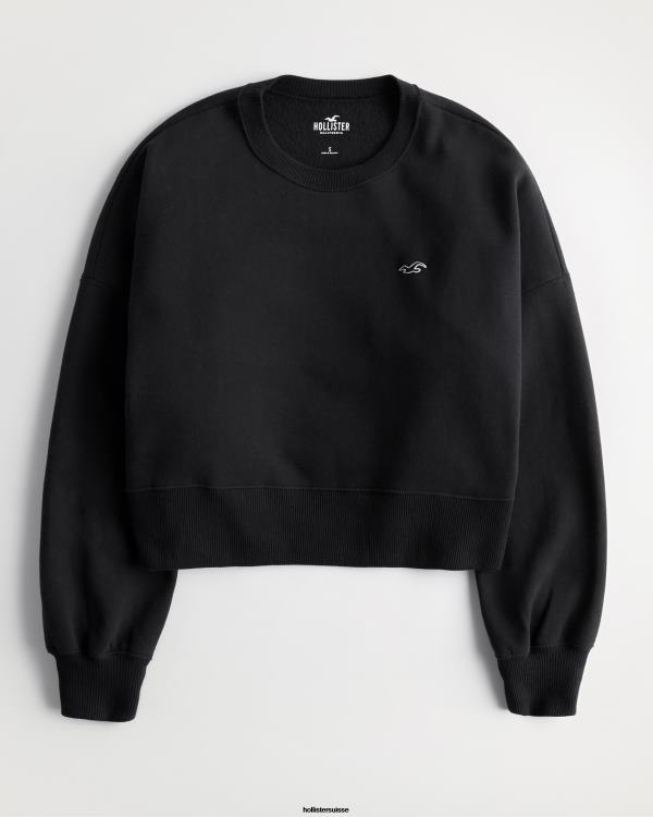 sweat ras du cou easy logo icon femmes noir Hollister hauts RRRJX188