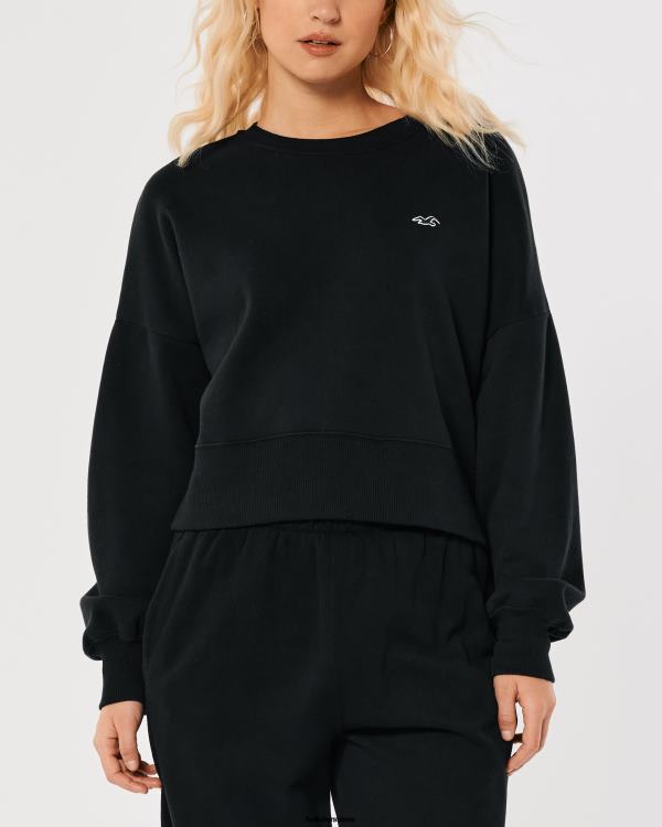sweat ras du cou easy logo icon femmes noir Hollister hauts RRRJX188