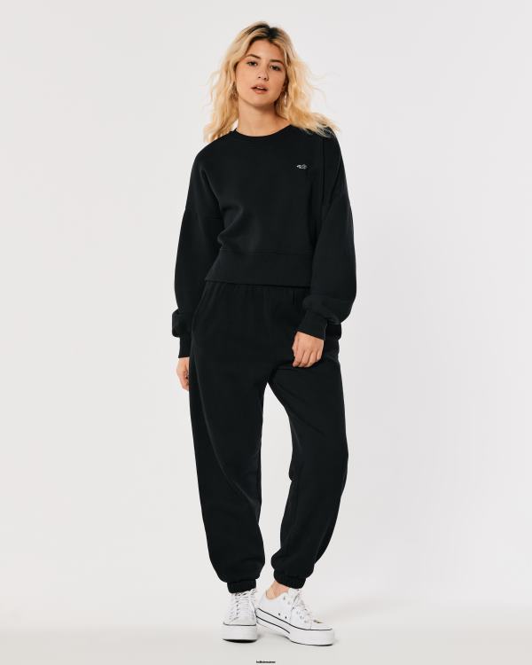sweat ras du cou easy logo icon femmes noir Hollister hauts RRRJX188