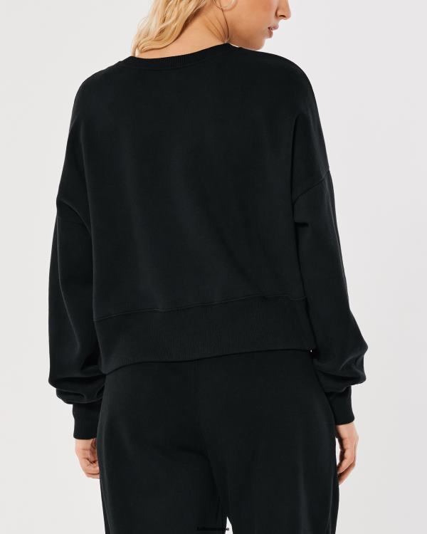 sweat ras du cou easy logo icon femmes noir Hollister hauts RRRJX188