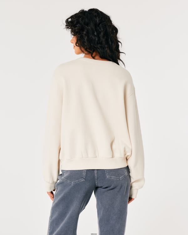 sweat ras du cou graphique london oversize femmes crème Hollister hauts RRRJX46