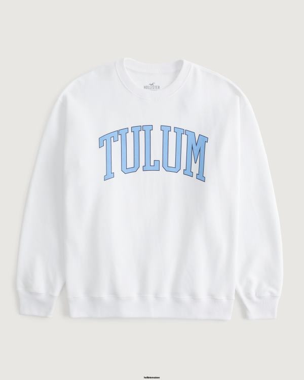 sweat ras du cou graphique tulum oversize femmes blanc Hollister hauts RRRJX313