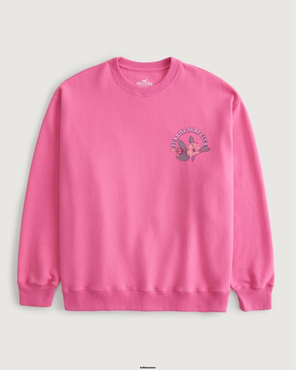 sweat ras du cou oversize à imprimé sunrise surf club femmes rose Hollister hauts RRRJX39