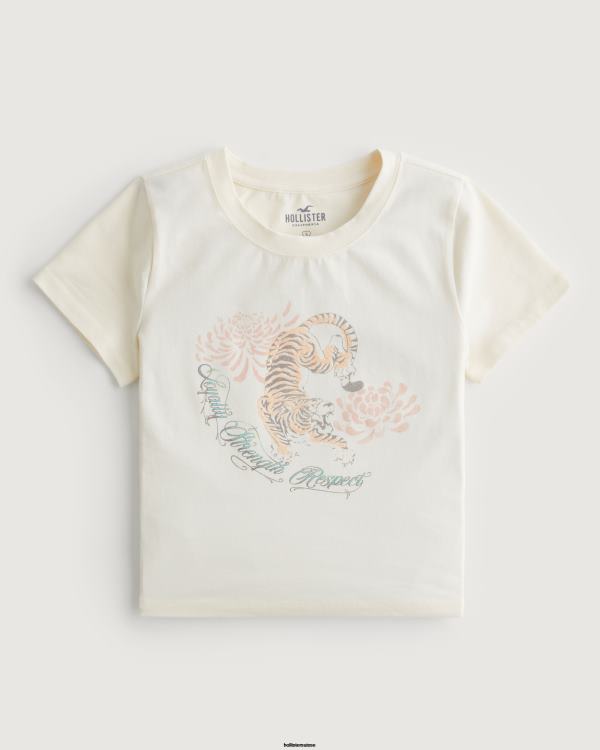 t-shirt bébé graphique tigre femmes tigre crème Hollister hauts RRRJX217