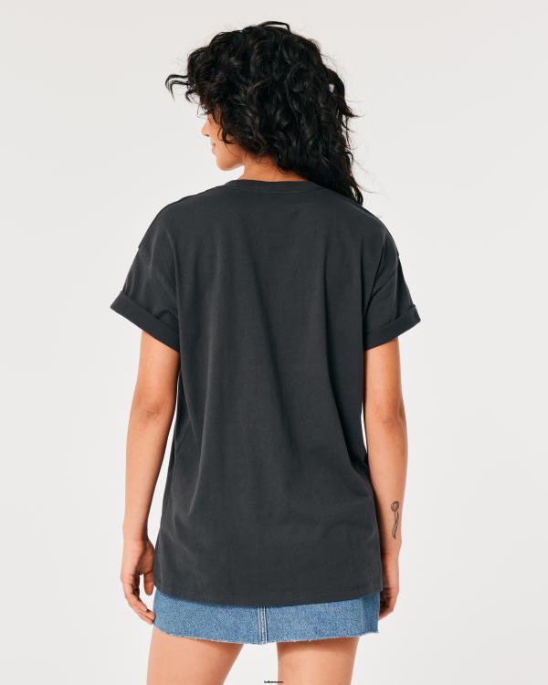 t-shirt graphique de moto oversize wild spirits femmes gris foncé Hollister hauts RRRJX423