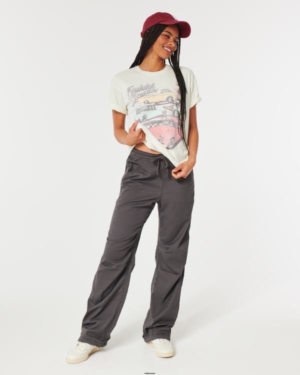 t-shirt graphique de voiture classique surdimensionné femmes blanc Hollister hauts RRRJX61