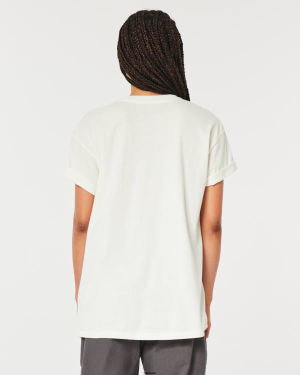 t-shirt graphique de voiture classique surdimensionné femmes blanc Hollister hauts RRRJX61