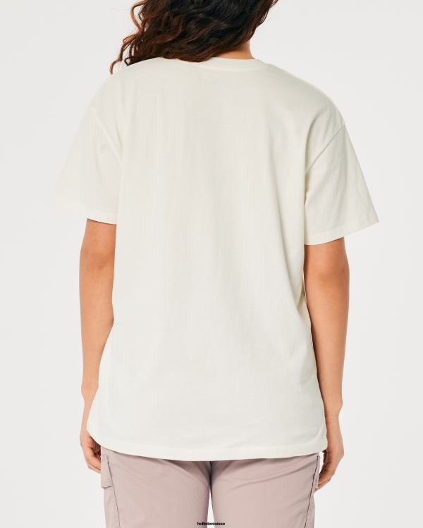 t-shirt graphique de voiture de barbie surdimensionné femmes crème Hollister hauts RRRJX2