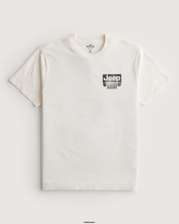 t-shirt graphique jeep décontracté femmes hors blanc-jeep Hollister hauts RRRJX162