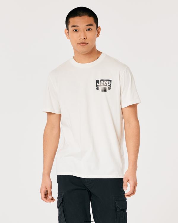 t-shirt graphique jeep décontracté femmes hors blanc-jeep Hollister hauts RRRJX162
