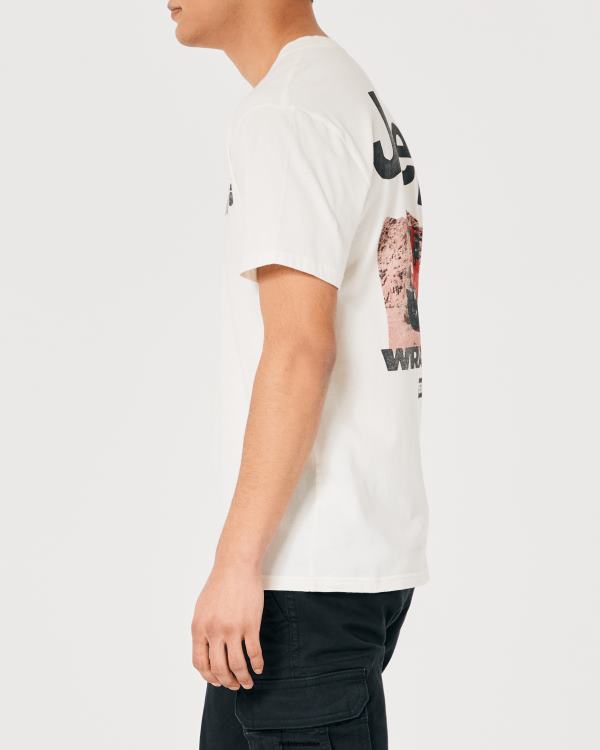 t-shirt graphique jeep décontracté femmes hors blanc-jeep Hollister hauts RRRJX162