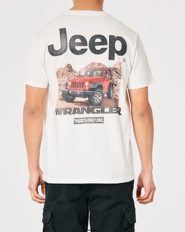 t-shirt graphique jeep décontracté femmes hors blanc-jeep Hollister hauts RRRJX162