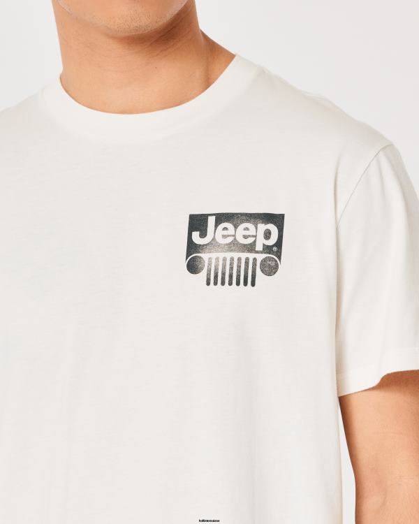t-shirt graphique jeep décontracté femmes hors blanc-jeep Hollister hauts RRRJX162