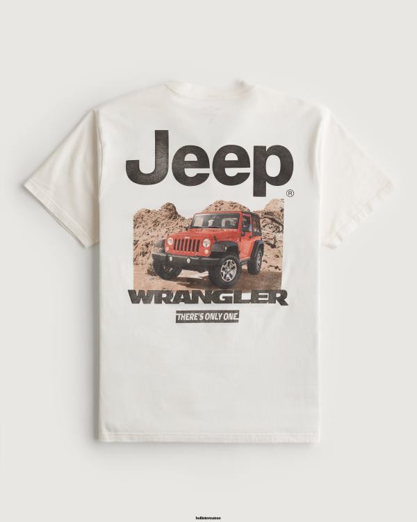 t-shirt graphique jeep décontracté femmes hors blanc-jeep Hollister hauts RRRJX162