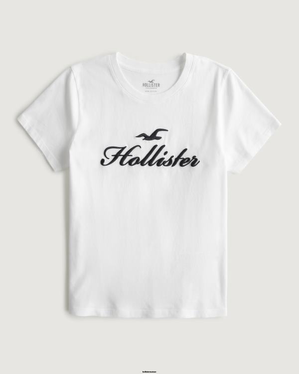 t-shirt graphique à logo femmes blanc Hollister hauts RRRJX221