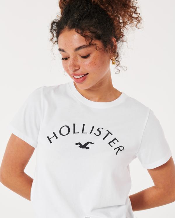 t-shirt graphique à logo femmes blanc Hollister hauts RRRJX240