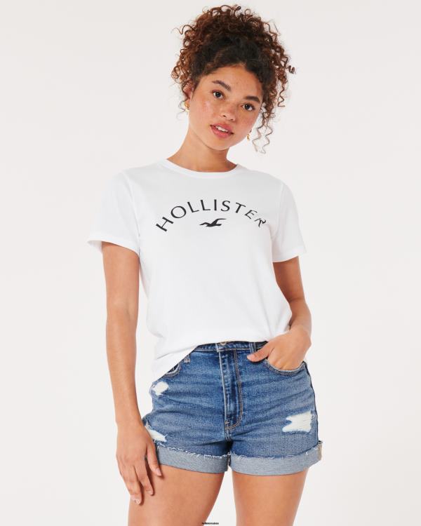t-shirt graphique à logo femmes blanc Hollister hauts RRRJX240