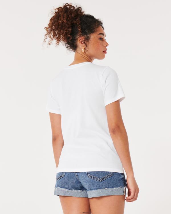 t-shirt graphique à logo femmes blanc Hollister hauts RRRJX240