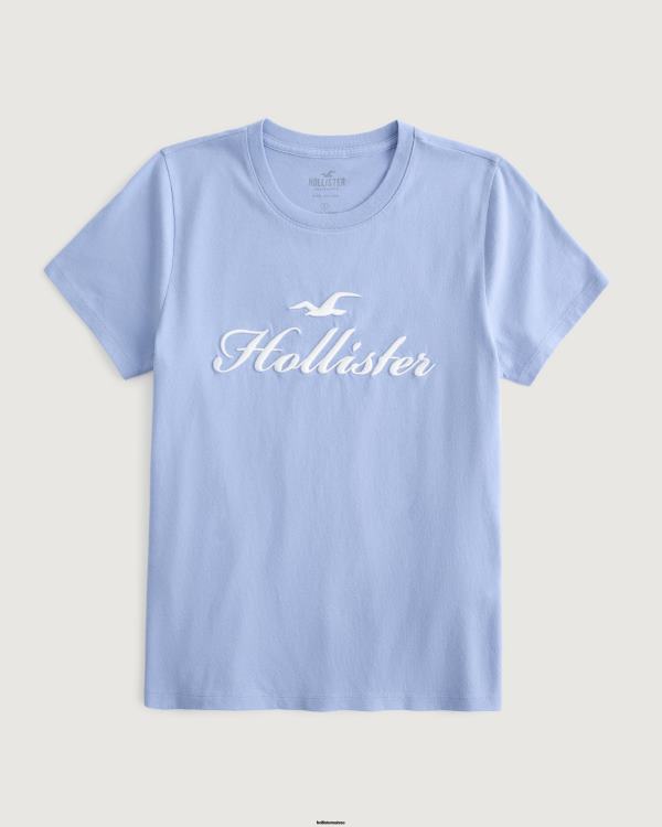t-shirt graphique à logo femmes bleu Hollister hauts RRRJX220