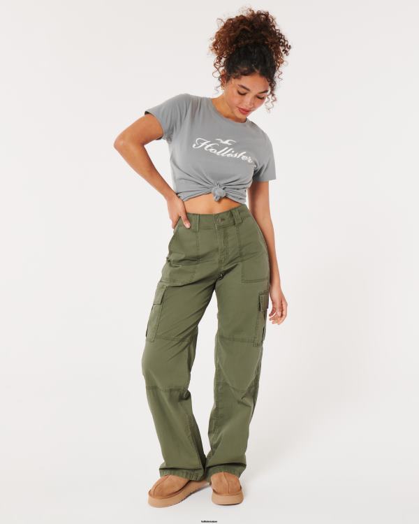 t-shirt graphique à logo femmes plat gris moyen Hollister hauts RRRJX351