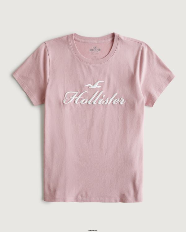 t-shirt graphique à logo femmes rose Hollister hauts RRRJX153