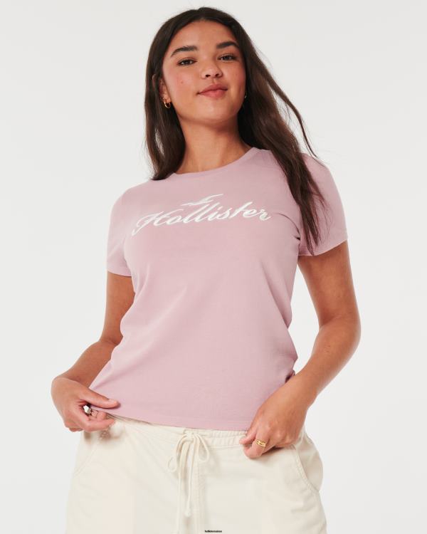 t-shirt graphique à logo femmes rose Hollister hauts RRRJX153
