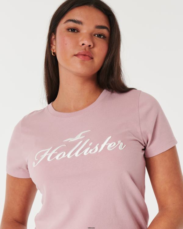 t-shirt graphique à logo femmes rose Hollister hauts RRRJX153