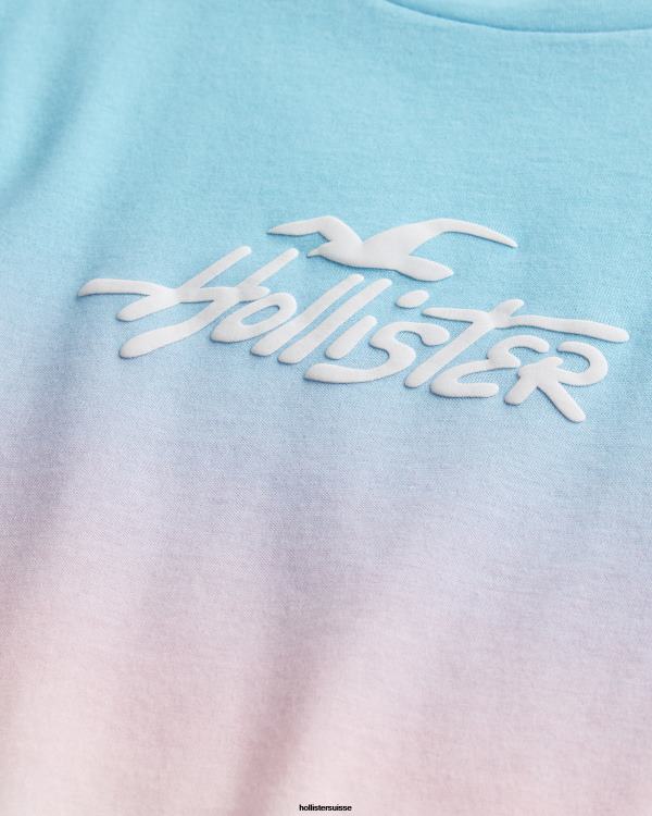 t-shirt graphique à logo pride femmes tie-dye bleu clair Hollister hauts RRRJX120