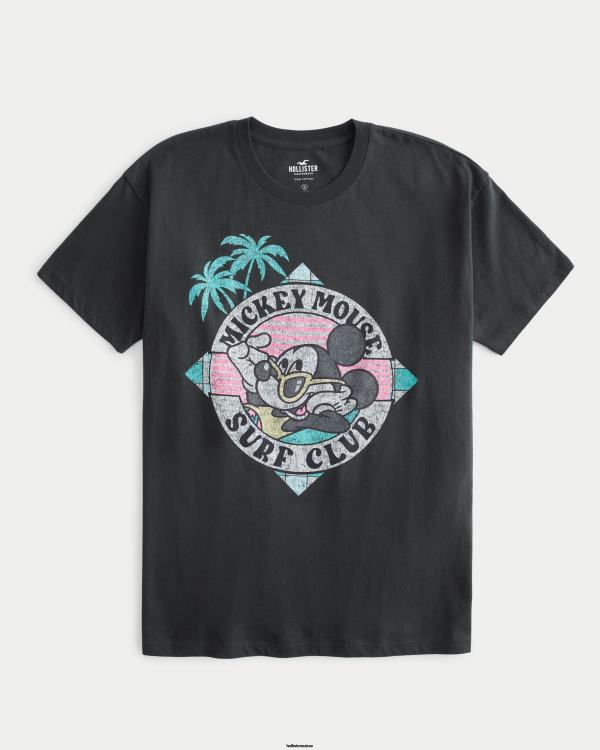 t-shirt graphique mickey mouse surdimensionné femmes gris foncé Hollister hauts RRRJX127