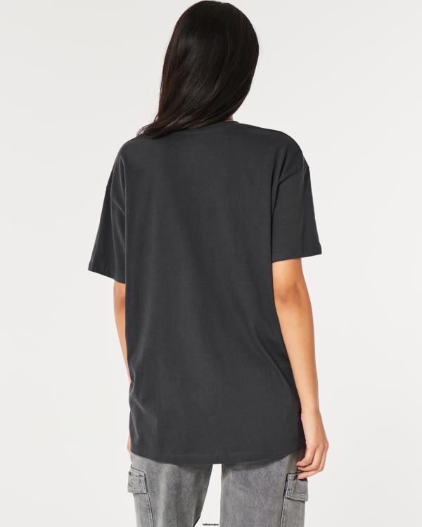 t-shirt graphique mickey mouse surdimensionné femmes gris foncé Hollister hauts RRRJX127