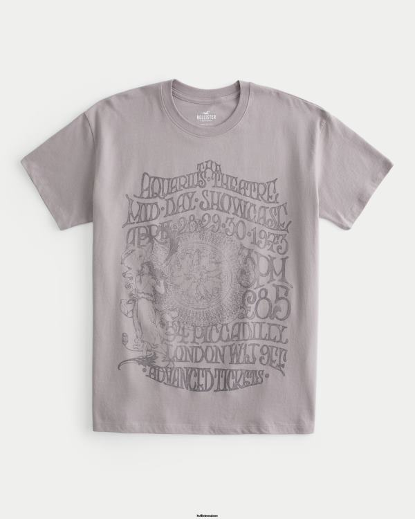 t-shirt graphique oversize london theatre femmes gris violet Hollister hauts RRRJX114