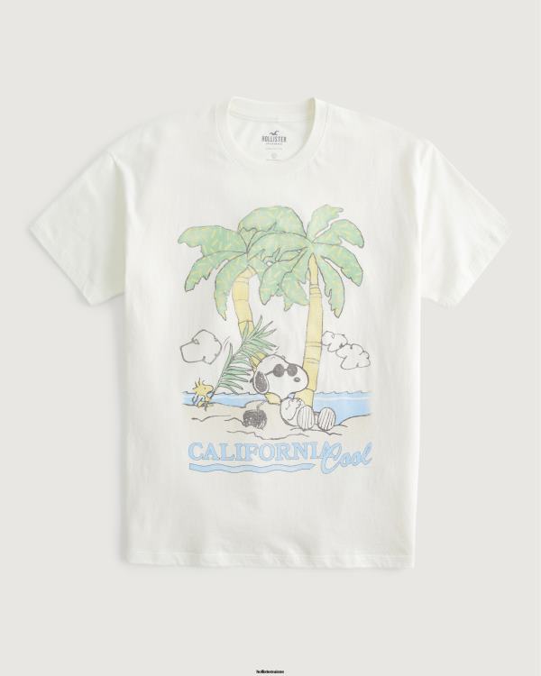 t-shirt graphique snoopy oversize femmes blanc Hollister hauts RRRJX23