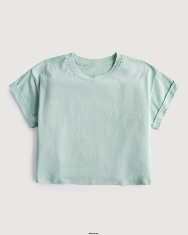 Gilly Hicks Active Essentials - T-shirt ras du cou carré femmes menthe verte Hollister hauts RRRJX182