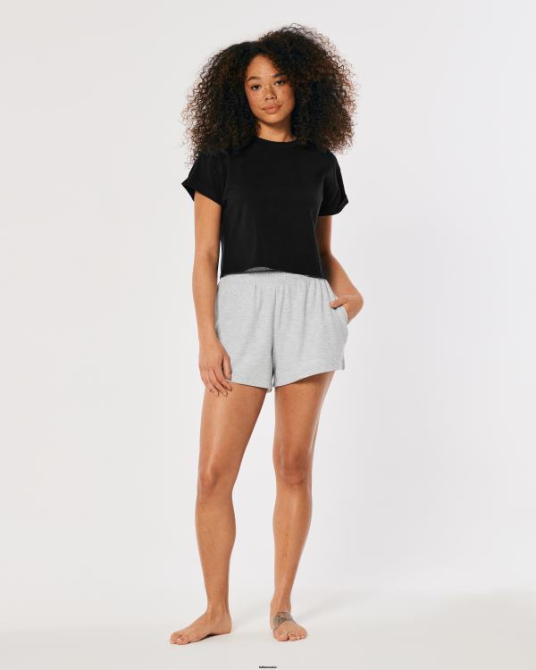 Gilly Hicks Active Essentials - T-shirt ras du cou carré femmes noir Hollister hauts RRRJX183