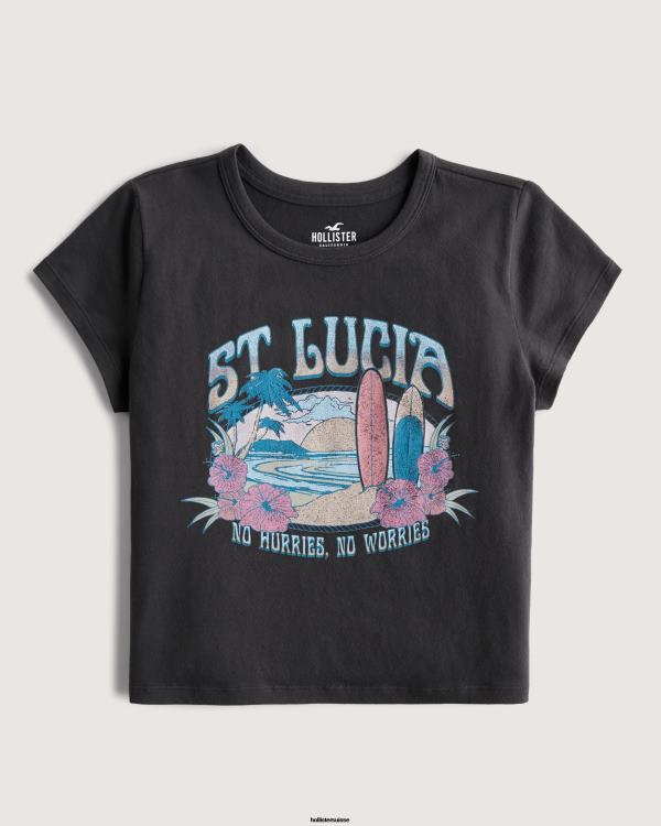 détendu st. t-shirt bébé graphique lucia femmes gris foncé Hollister hauts RRRJX252