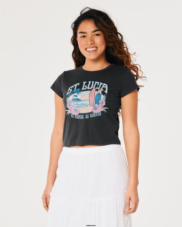 détendu st. t-shirt bébé graphique lucia femmes gris foncé Hollister hauts RRRJX252