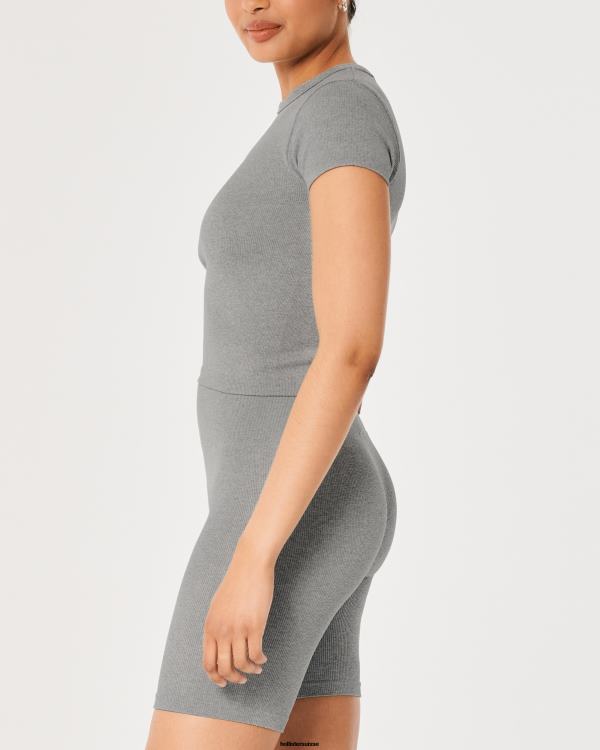 gilly hicks t-shirt côtelé sans couture pour bébé femmes gris chiné Hollister hauts RRRJX330