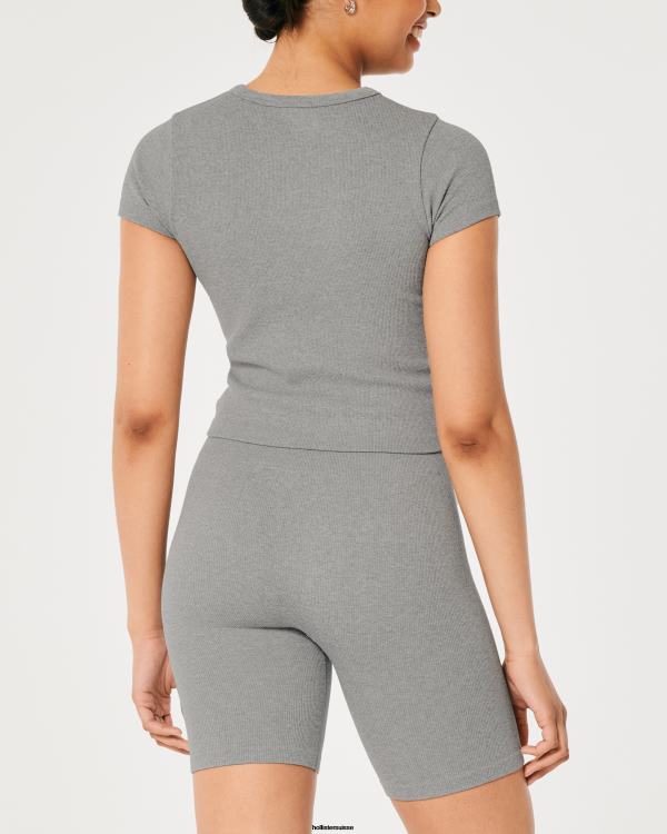 gilly hicks t-shirt côtelé sans couture pour bébé femmes gris chiné Hollister hauts RRRJX330