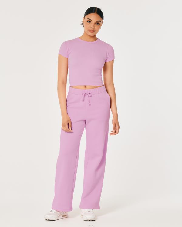 gilly hicks t-shirt côtelé sans couture pour bébé femmes rose clair Hollister hauts RRRJX185