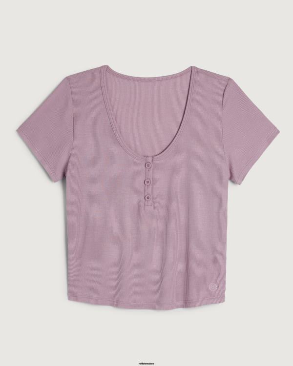 gilly hicks t-shirt de nuit côtelé pour bébé en jersey femmes rose clair Hollister hauts RRRJX276