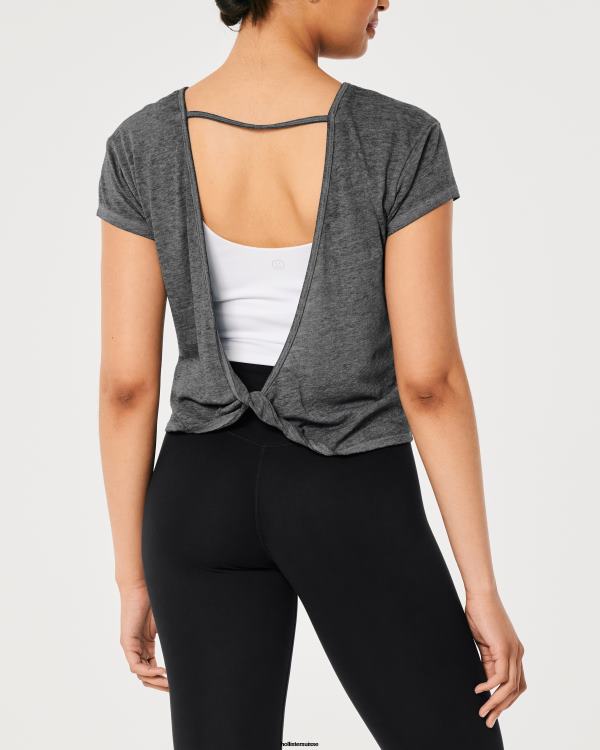 gilly hicks t-shirt à dos ouvert femmes gris foncé Hollister hauts RRRJX307
