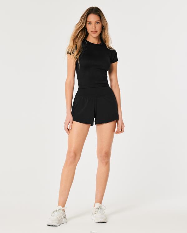 gilly hicks t-shirt ras du cou actif sans coutures femmes noir Hollister hauts RRRJX344